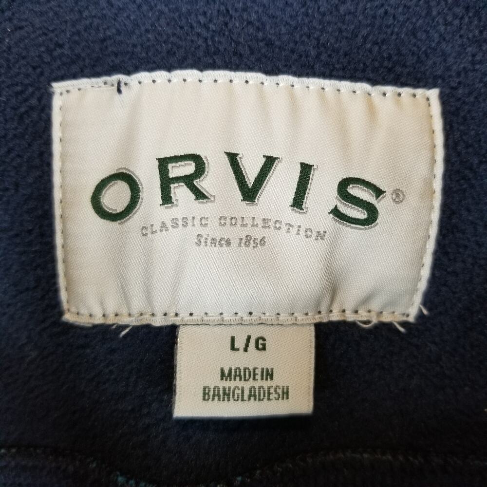 Orvis Blue Fleece Lined Plaid Shirt Jacket Shacket Size Large - Picture 4 of 8